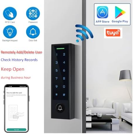 WiFi Remote Manage IP66 Watreproof Access Control Keypad 600lbs Magnetic Lock Push Exit Button Smart Phone App Remote ADD/Delete User - Image 2