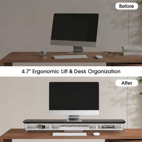 Fenge 42.5" Dual Monitor Stand with Clear Acrylic Legs, Black - Image 6