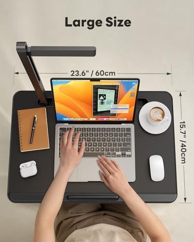 Laptop Table with LED Desk Light, SAIJI Laptop Stand for Bed - Image 4