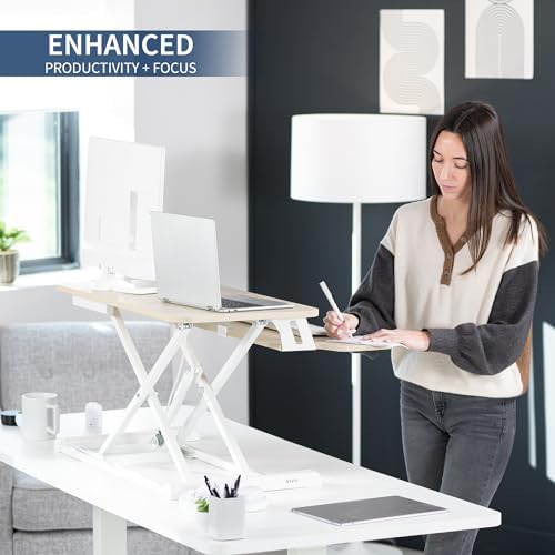 VIVO Light Wood 32 inch Standing Desk Converter, DESK-V000KF - Image 4