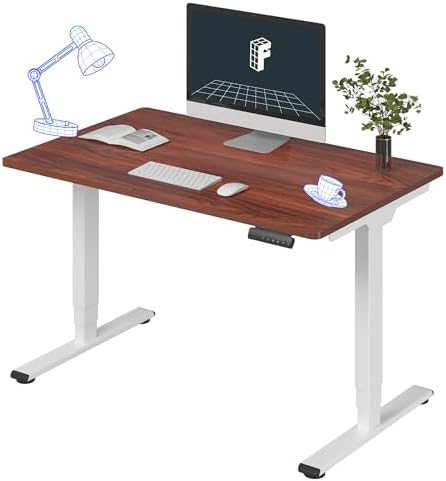 FLEXISPOT E6 3-Stage Dual Motor Electric Standing Desk 48 x 30 Sit Stand Up Desk, Holds 220 lbs, Adjustable Height w/Memory Presets, One-Piece Mahogany Desktop & White Frame, Ships in 2 Boxes by Unknown