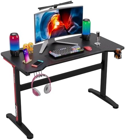 FDW 47 Inch Gaming Desk with Large Desktop Computer Desk Student PC Desk Extra Large Modern Ergonomic Racing Style Table Workstation for Adult Teens,Black by FDW
