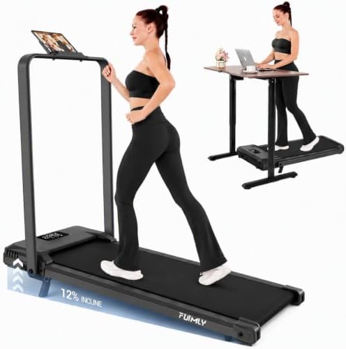 FUNMILY Upgrade Walking Pad Folding Treadmill with 12%/15% Incline & Handle Bar, 3.5HP Foldable Under Desk Compact Treadmills for Home/Office/Gym, 400+lb Capacity, Shock Absorption by FUNMILYSportsFitnessCardioTraining