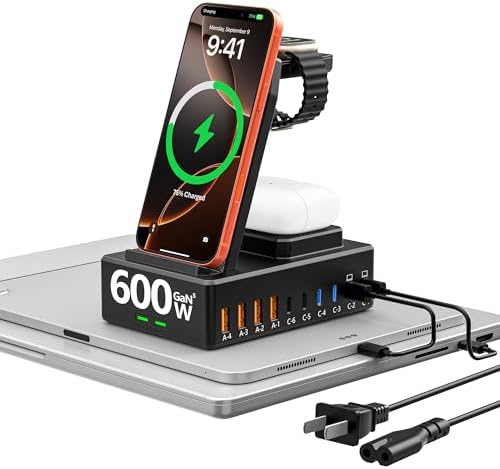 600W Charging Station for Multiple Devices Apple, Wireless Charger by Unknown