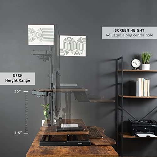 VIVO Vintage Brown 32 in Standing Desk Converter with Stand, DESK-V000KN-M2 - Image 4