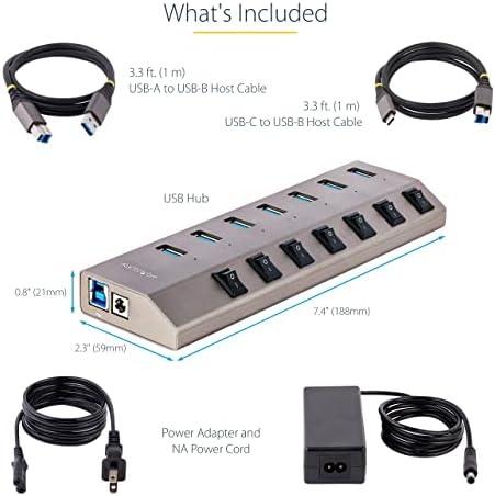 StarTech 7-Port USB-A Hub 5Gbps with Per-Port Switches (5G7AIBS-USB-HUB-NA) - Image 4