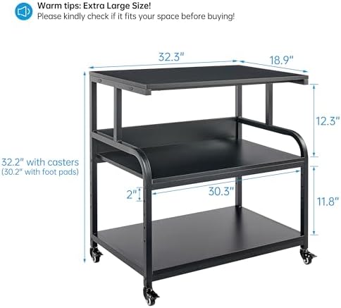 Fannova 32.3"x18.9" Extra Large Printer Stand with Adjustable Storage Shelf - Image 2