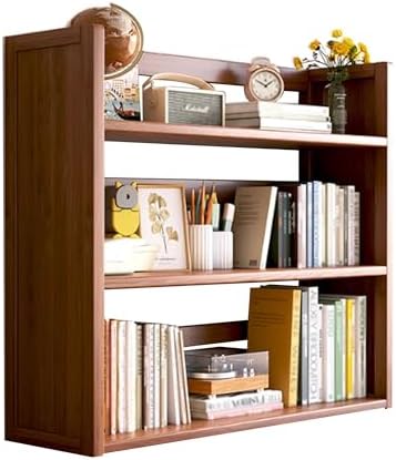 Wood Dorm Desk Hutch Organizer Shelf 2 Tier Desktop Bookshelf Workspace Organizers Storage Display Rack for Office Home Dormitory(Brown,3 Layers_70CM/27.6IN) by JOSIAHCQ