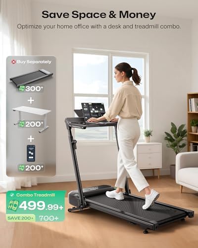 UREVO Foldable Treadmill with Adjustable Laptop Desk, 12% Auto Incline - Image 3