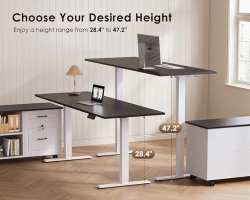 OffiGo 55" L Shaped Electric Standing Desk with Cabinet Sets, Black/White - Image 6