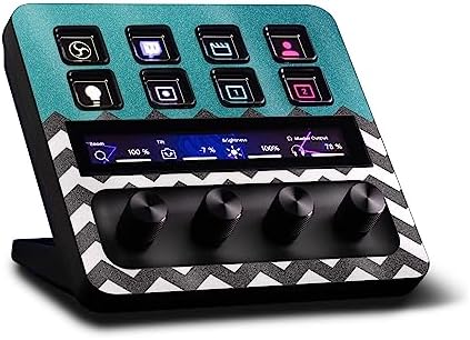 MightySkins Glossy Glitter Skin Compatible with Elgato Stream Deck + - Teal Chevron | Protective, Durable High-Gloss Glitter Finish | Easy to Apply, Remove, and Change Styles | Made in The USA by MIGHTY+SKINS