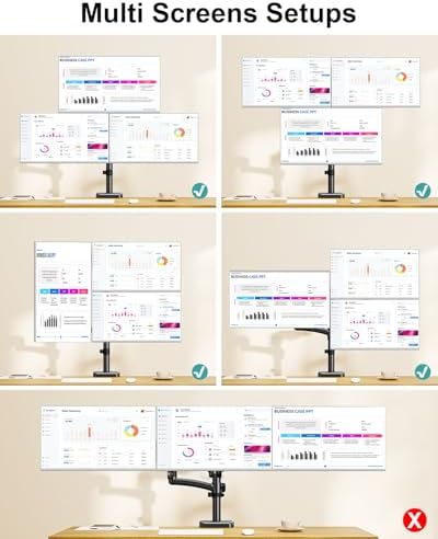 MOUNT PRO Triple Monitor Mount for Max 32" Computer Screen, Adjustable 3 Monitor Desk Mount, up to 19.8lbs Each, Three Display Arm with Tilt Swivel Rotation, VESA Mount 75x75/100x100mm - Image 5