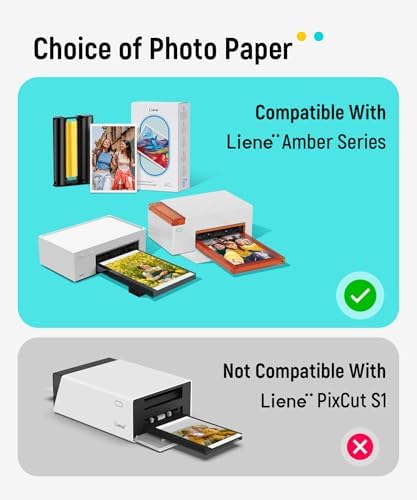 Liene M110 4x6'' & 3x3 Photo Sticker Printer Bundle (100 pcs Photo+20 pcs Sticker+3 Ink Cartridges), Bluetooth Portable Picture Printer for iPhone, Android, Smartphone, Computer, Dye-Sublimation - Image 4
