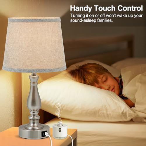 EJIAXIN Table Lamps for Bedroom Set of 2,Dimmable Touch Bedside Lamps with Dual USB A+C Ports - Nightstand Lamp for End Table Modern Night Stand Lamps for Living Room Guest Room - Image 5