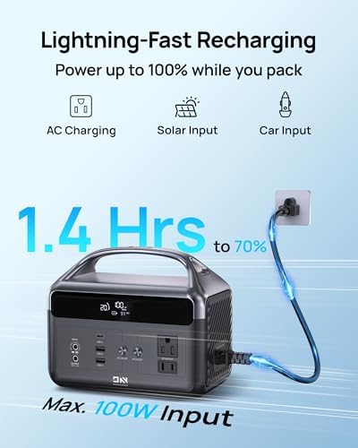 DaranEner Portable Power Station, 192Wh LiFePO4 Battery Backup Solar Generator with w/2 300W (Peak 600W) AC Outlets, USB-C PD 60W Fast Charge, Power Bank for Camping, Outdoor, Home,Emergency - Image 3