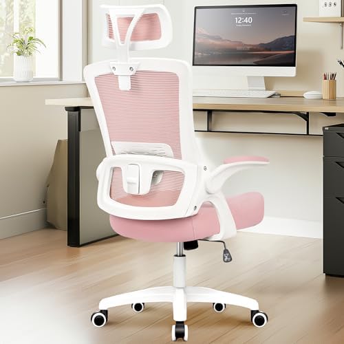 NEO CHAIR Office Desk Chair with Ergonomic High Back Mesh Headrest, Pink by NEOCHAIR