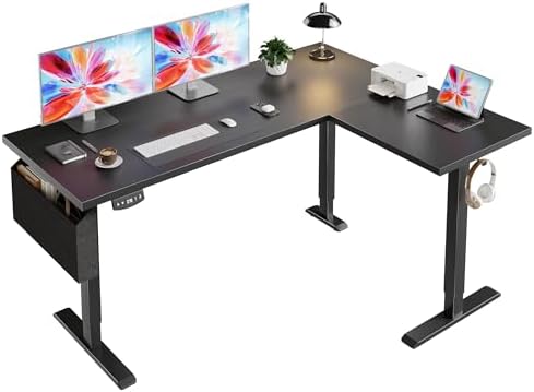 Korfile 63" L Shaped Standing Desk Height Adjustable Memory Presets by Korfile