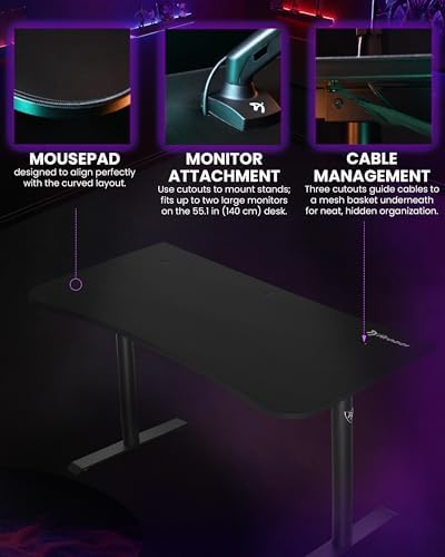 Arozzi Arena Medium Gaming Desk Pure Black - Image 5