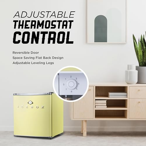 ICEBOX 1.7 Cu. Ft. Compact Refrigerator, ENERGY STAR Certified Small Refrigerator, Single Door Mini Fridge with Chiller Compartment, R600a Refrigerant, IBCR17SUN, Sun Yellow - Image 4
