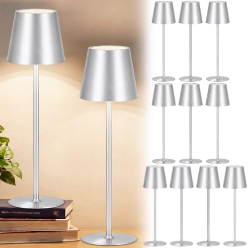 Retisee 12 Pack Cordless Table Lamp Portable Rechargeable Lamp, Silver by Retisee