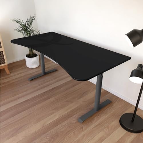 Arozzi Arena Ultrawide Curved Gaming and Office Desk with Full Surface Water Resistant Desk Mat with 3 Custom Monitor Mount Cut Outs and Under The Desk Cable Management Netting - Gunmetal - Image 2