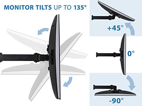 Mount-It! Triple Monitor Stand for Desk, 3 Monitor Mount Fits 19–27" Screens, Holds 15.4 lbs Each, Full Motion Triple Monitor Arm with Tilt Swivel Rotate, VESA 75x75, 100x100, Stable Freestanding Base - Image 6
