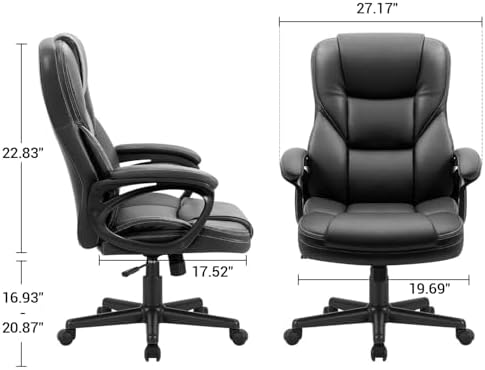 Furmax Office Executive Chair High Back Adjustable Managerial Home Desk Chair, Swivel Computer PU Leather Chair with Lumbar Support (1, Black) - Image 3