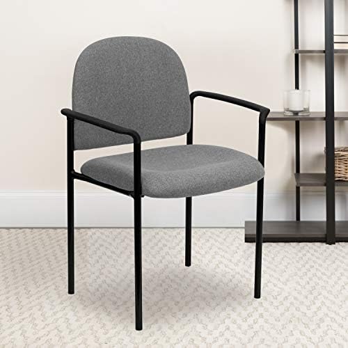 Flash Furniture Steel Stackable Reception Chair with Arms, Gray - Image 2