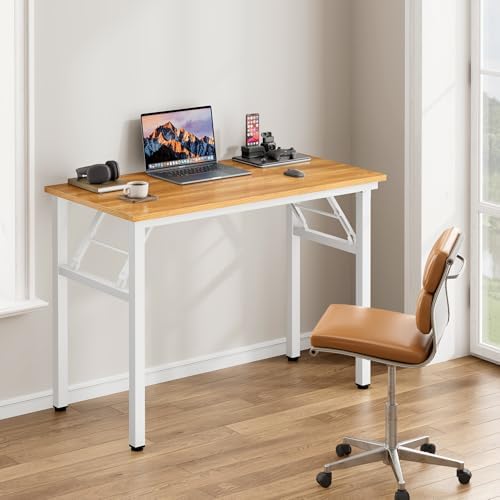 Need Office Computer Desk 35.8 Inch Sturdy Folding Laptop Table Teak - Image 2