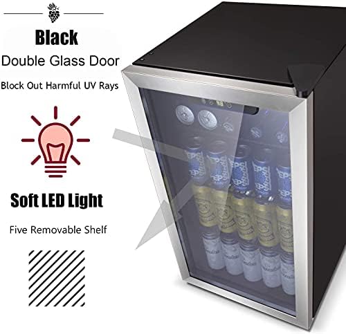 Antarctic Star Beverage Refrigerator -120 Can Mini Fridge for Soda Beer or Wine, Small Drink Dispenser, for Office or Bar with Adjustable Removable Shelves, Black, 3.3 Cu.Ft.… - Image 6