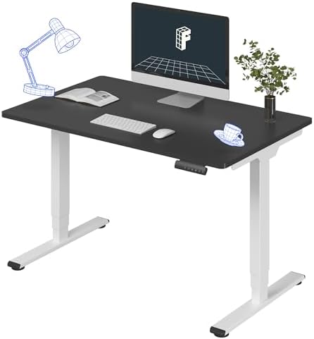 FLEXISPOT E6 3-Stage Dual Motor Electric Standing Desk 48 x 30 Sit Stand Up Desk, Holds 220 lbs, Adjustable Height w/Memory Presets, One-Piece Black Desktop & White Frame, Ships in 2 Boxes by Unknown