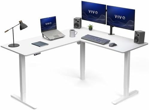 VIVO White 63 x 55 in Corner Standing Desk, DESK-E3CTW by VIVO