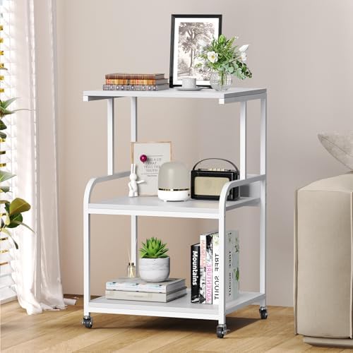 EasyCom Printer Stand- Large 3 Tier Printer Table with Wheels- Industrial Printer Storage Cart- Rolling Printer Cart with Storage Shelf for Printer Scanner Fax Home Office Use- White - Image 7