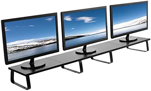 VIVO 55 inch Extra Long Monitor Stand, Wood & Steel Desktop Riser, Multi Screen, TV, Keyboard, Laptop, Ergonomic Desk and Tabletop Organizer, Black, STAND-V000D5 by VIVO