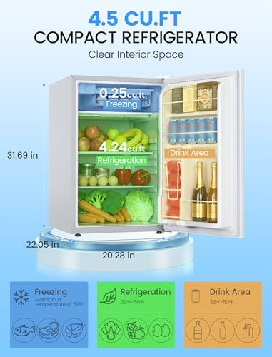 COWSAR 4.5 Cu.Ft Mini Fridge with Freezer for Bedroom Dorm, White - Image 3