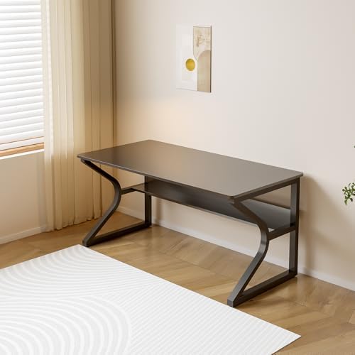 OSCHF 47.3-Inch Writing Desk with Storage Shelf, Black - Image 6