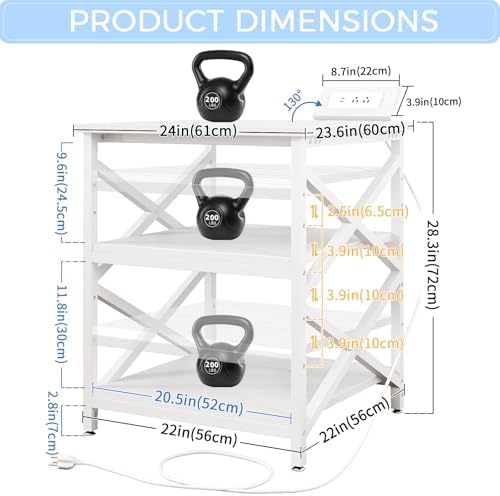 METYERRY 24"x23.6" Large Printer Stand with Power Outlet, 3 Tier Cart - Image 3