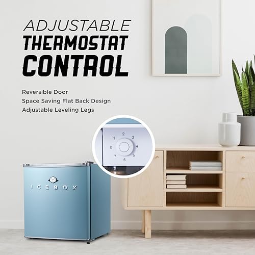 ICEBOX 1.7 Cu. Ft. Compact Refrigerator, ENERGY STAR Certified Small Refrigerator, Single Door Mini Fridge with Chiller Compartment, R600a Refrigerant, IBCR17SLT, Slate Blue - Image 4