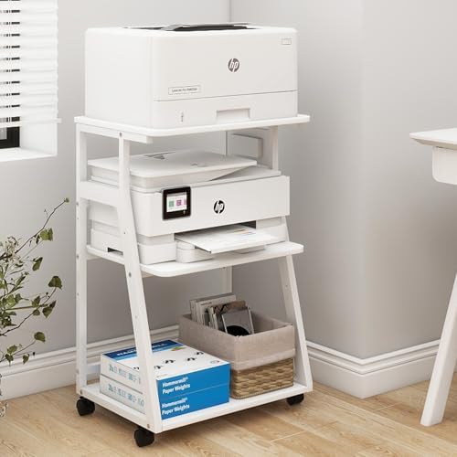 Natwind 3 Tier Printer Stand, 19.7"x15.7", with Charging Station,White by Natwind