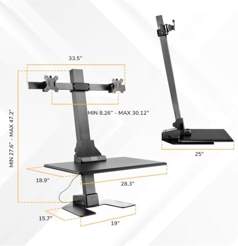 Mount-It! Dual Monitor Electric Standing Desk Converter, Sit-Stand Riser - Image 3
