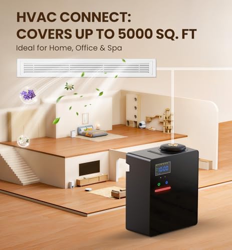 Waterless Essential Oil Diffuser with 2 x 100ML Oils, 5000 Sq.Ft Whole House Scent Machine, 200ml Cold Air Fragrance Diffuser with Bluetooth App Control for Home Hotel Office, Black - Image 4
