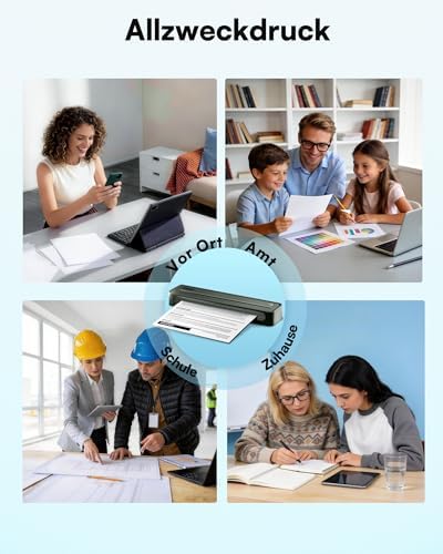 D90E Portable Printer Wireless for Travel, Bluetooth & USB Inkless Printer Supports 8.5 x 11 Inch Thermal Paper, Compatible with Phone Laptop for Home Use Car Office School, Dark Cyan - Image 5