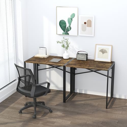 Lutown-Teen 32 inch Small Folding Computer Desk, Rustic Brown - Image 6