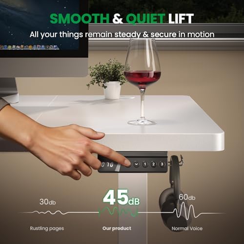 White 60x28 in Electric Standing Desk, 1 Inch Thick Tabletop - Image 4