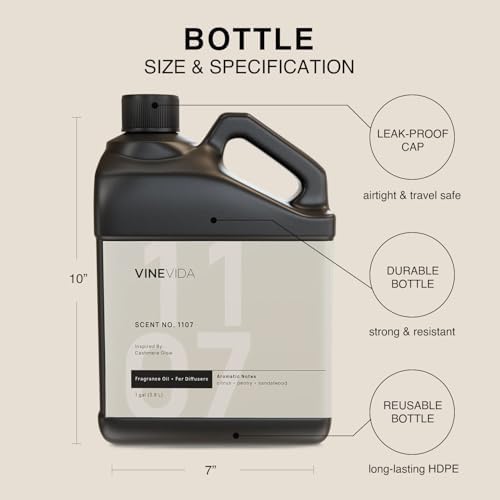 VINEVIDA [128 Fl Oz] Scent NO. 1107 Fragrance Oil for Cold Air Diffusers, Aromatic Notes of Citrus Peony Sandalwood, Essential Oils for Diffuser Oil Refill & Air Freshener Room Spray - Image 2