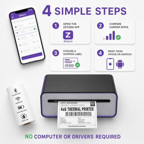 4x6 Thermal Shipping Label Printer, Bluetooth Wireless - Image 6