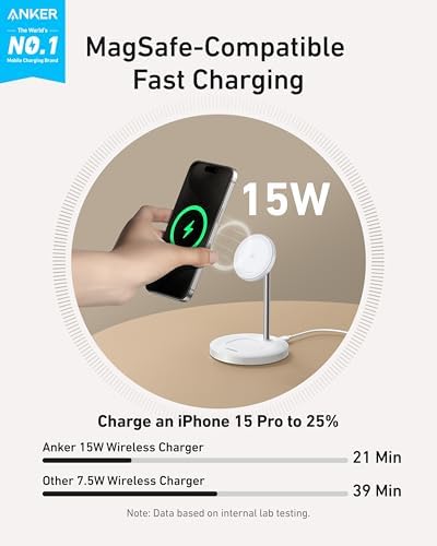 Anker MagGo 2-in-1 MagSafe Compatible Qi2 15W Wireless Charging Stand - Image 2