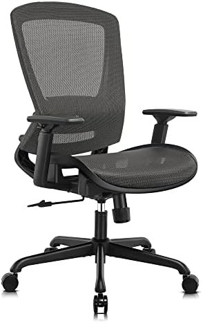 Ergonomic Mesh Office Chair,Comfy Computer Desk Chair - BIFMA 5.1 Certified Commercial Swivel Task Chair for Home Office - Adjustable Lumbar Support & Armrests,Tilt Function,Wide Seat by ELABEST