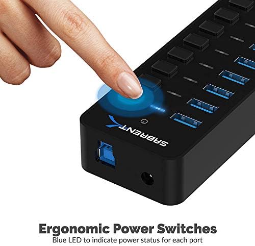 SABRENT 10-Port Powered USB 3.0 Hub, 3 Charging Ports, 60W (HB-B7C3) - Image 3