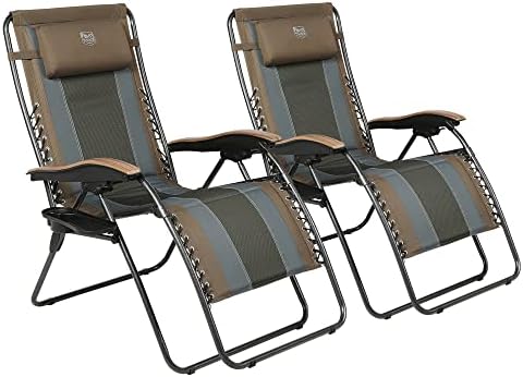 Timber Ridge Oversized Zero Gravity Chair, Padded Reclining Lounge Chair with Adjustable Headrest & Cup Holder, Heavy Duty Support 350 lbs, Foldable for Camping, Lawn, Outdoor & Indoor by TIMBERRIDGE